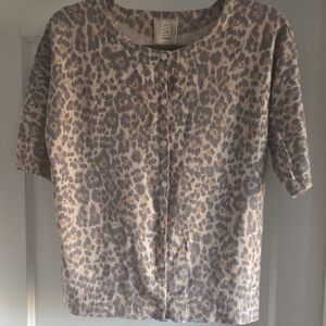 sioni Short Sleeve Leopard Cardigan, Sz Large